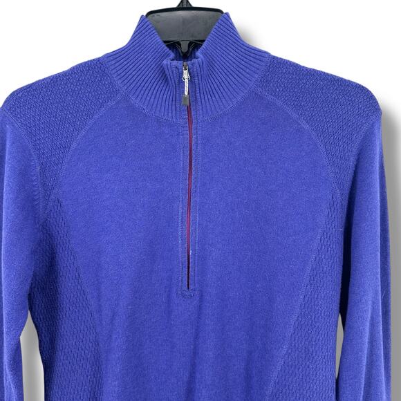 Eddie Bauer Pullover 1/4 Zip Mock Neck Knit Sweater Womens Size XL Purple - Picture 2 of 6